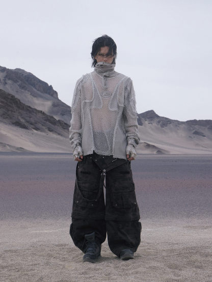 Personsoul Brown Camo Overalls with Zip-Off Legs-IYAMIUIO