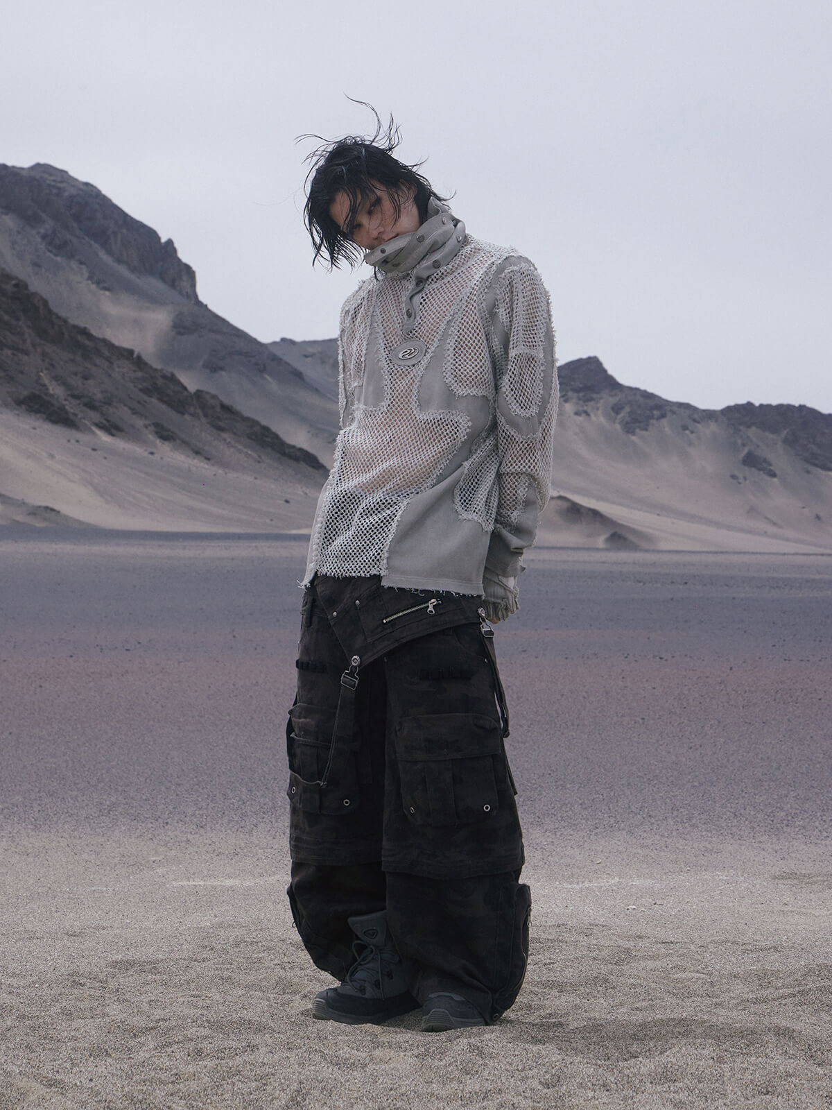 Personsoul Brown Camo Overalls with Zip-Off Legs-IYAMIUIO