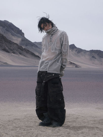 Personsoul Brown Camo Overalls with Zip-Off Legs-IYAMIUIO