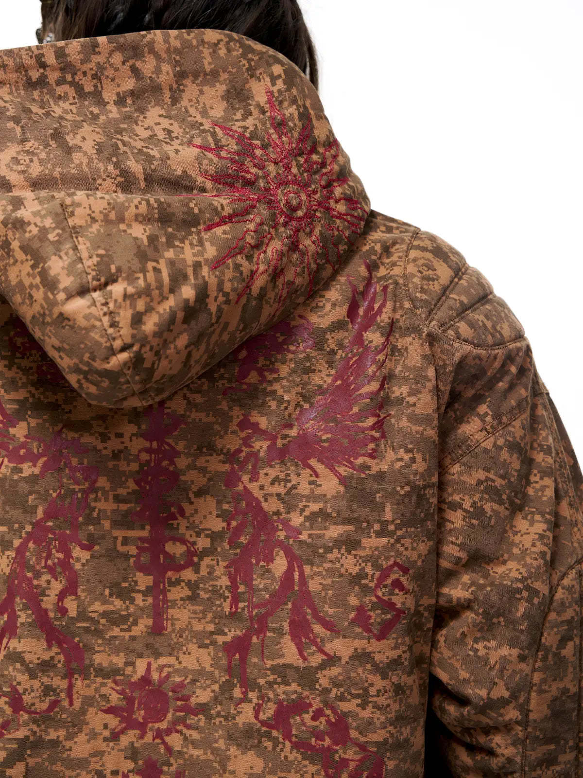 Personsoul Camouflage Totem Cotton Hoodie-IYAMIUIO