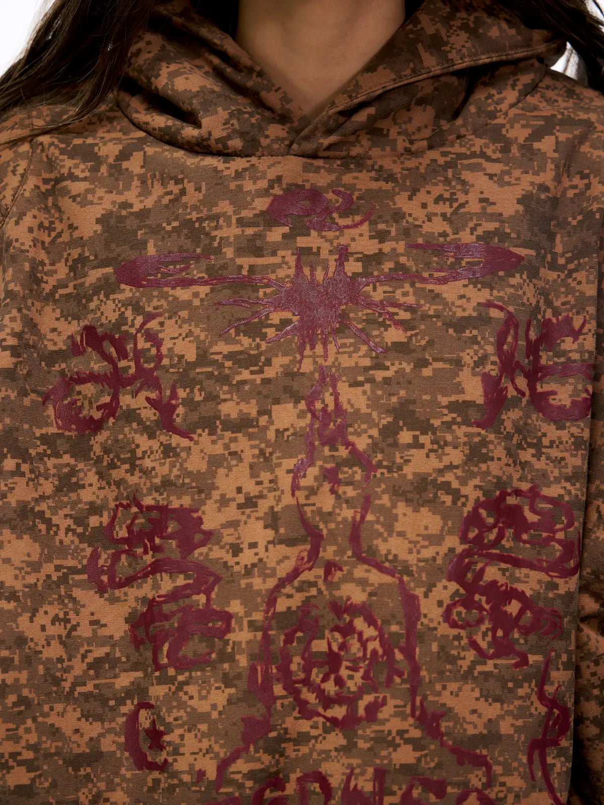 Personsoul Camouflage Totem Cotton Hoodie-IYAMIUIO