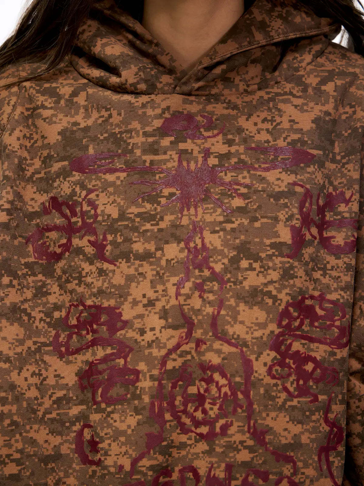 Personsoul Camouflage Totem Cotton Hoodie-IYAMIUIO