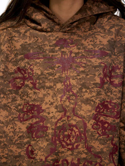 Personsoul Camouflage Totem Cotton Hoodie-IYAMIUIO