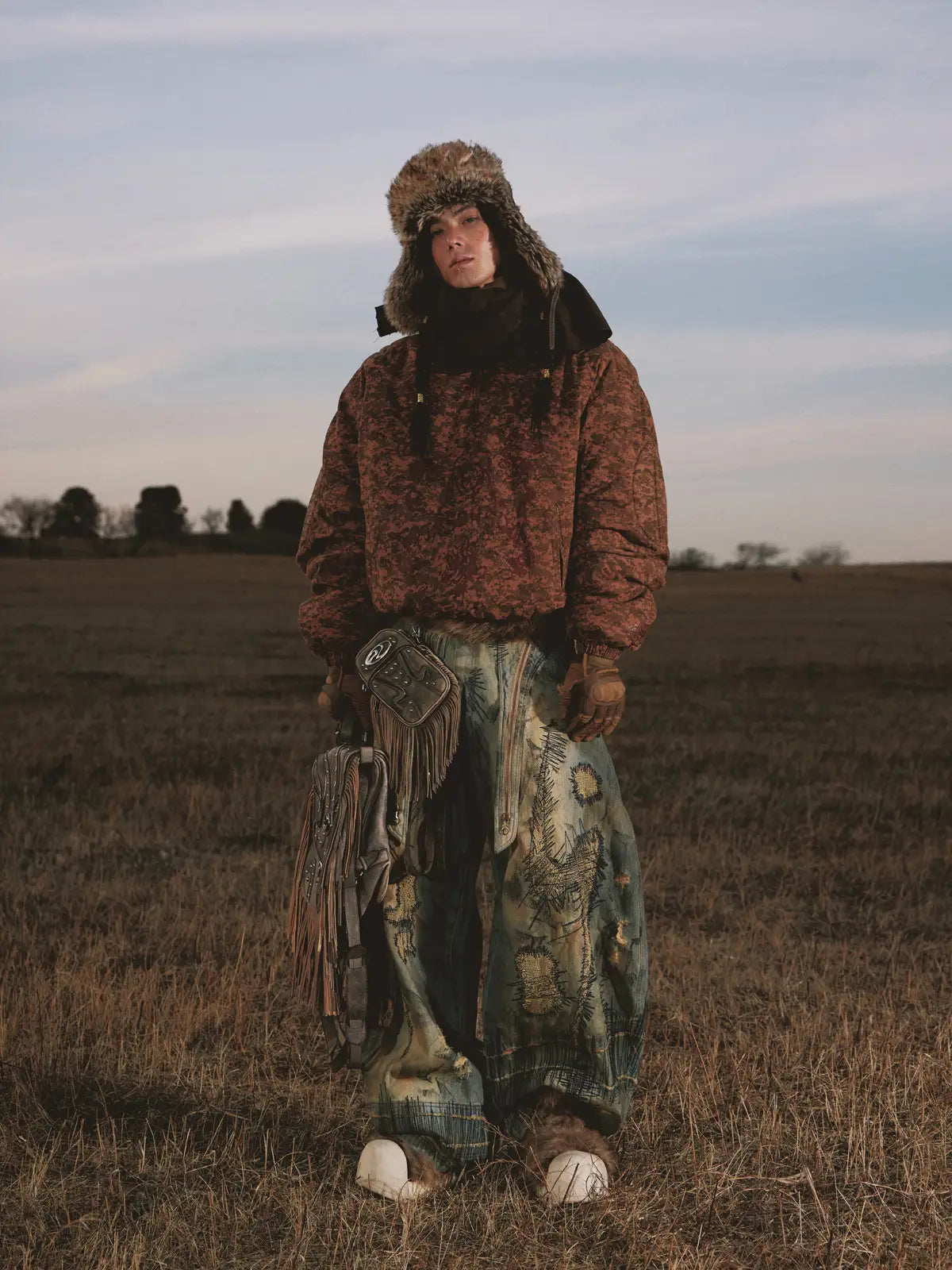 Personsoul Camouflage Totem Cotton Hoodie-IYAMIUIO