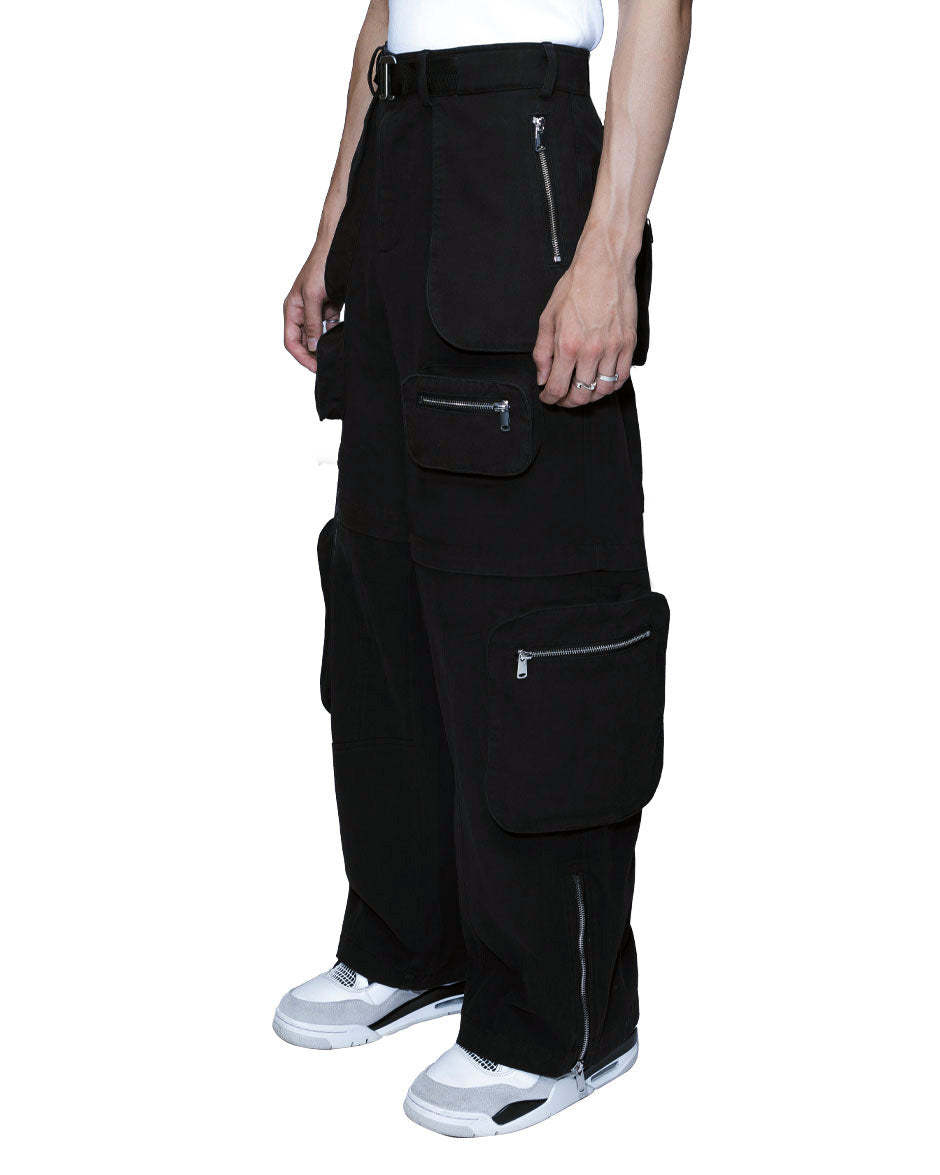Detachable Cargo Pants Black-IYAMIUIO