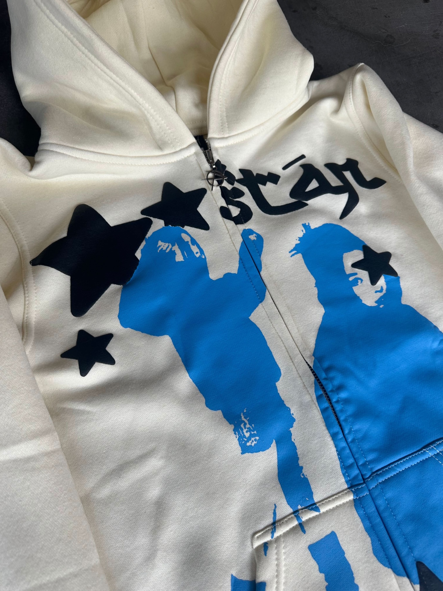 "Star Girl" Zip-Up (Cream)-IYAMIUIO