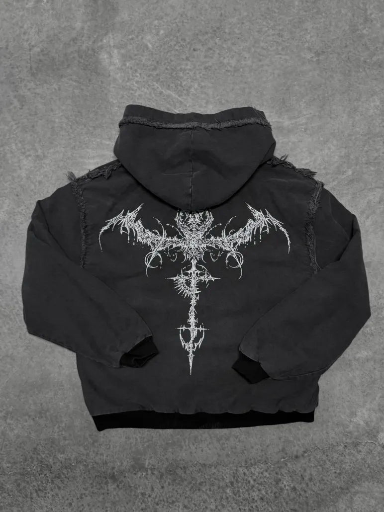 SCARECROW CANVAS ZIP UP HOODIE-IYAMIUIO