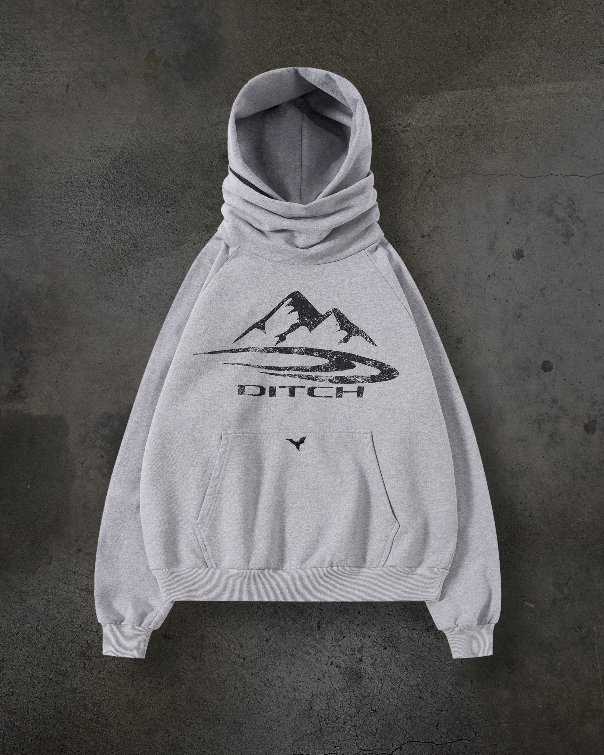 SUMMIT MASKED HOODIE (HEATHER GREY)-IYAMIUIO
