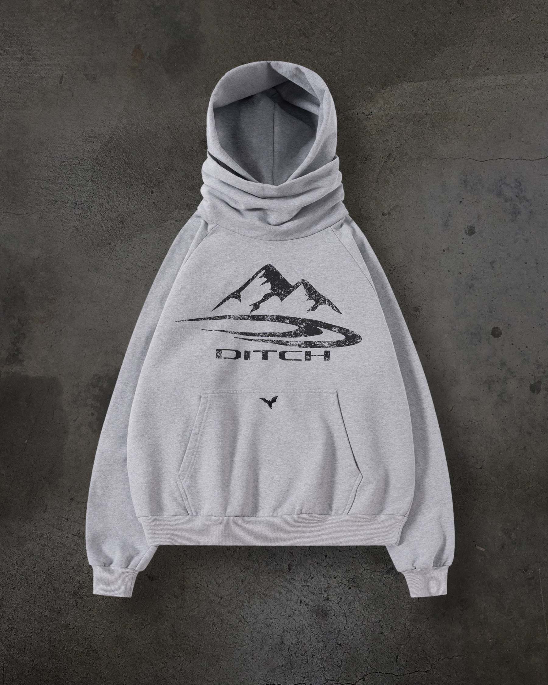 SUMMIT MASKED HOODIE (HEATHER GREY)-IYAMIUIO