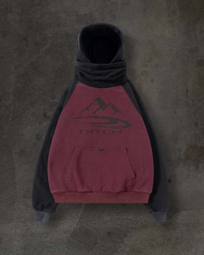 SUMMIT MASKED HOODIE (CRIMSON)-IYAMIUIO