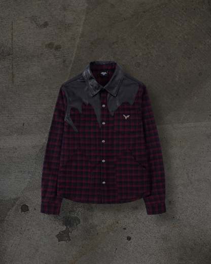 LEATHER FLANNEL (CRIMSON)-IYAMIUIO