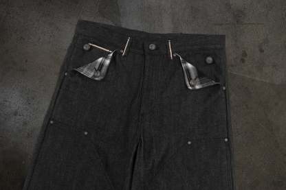 JAPANESE SELVEDGE SLUB DOUBLE KNEES (COAL)-IYAMIUIO