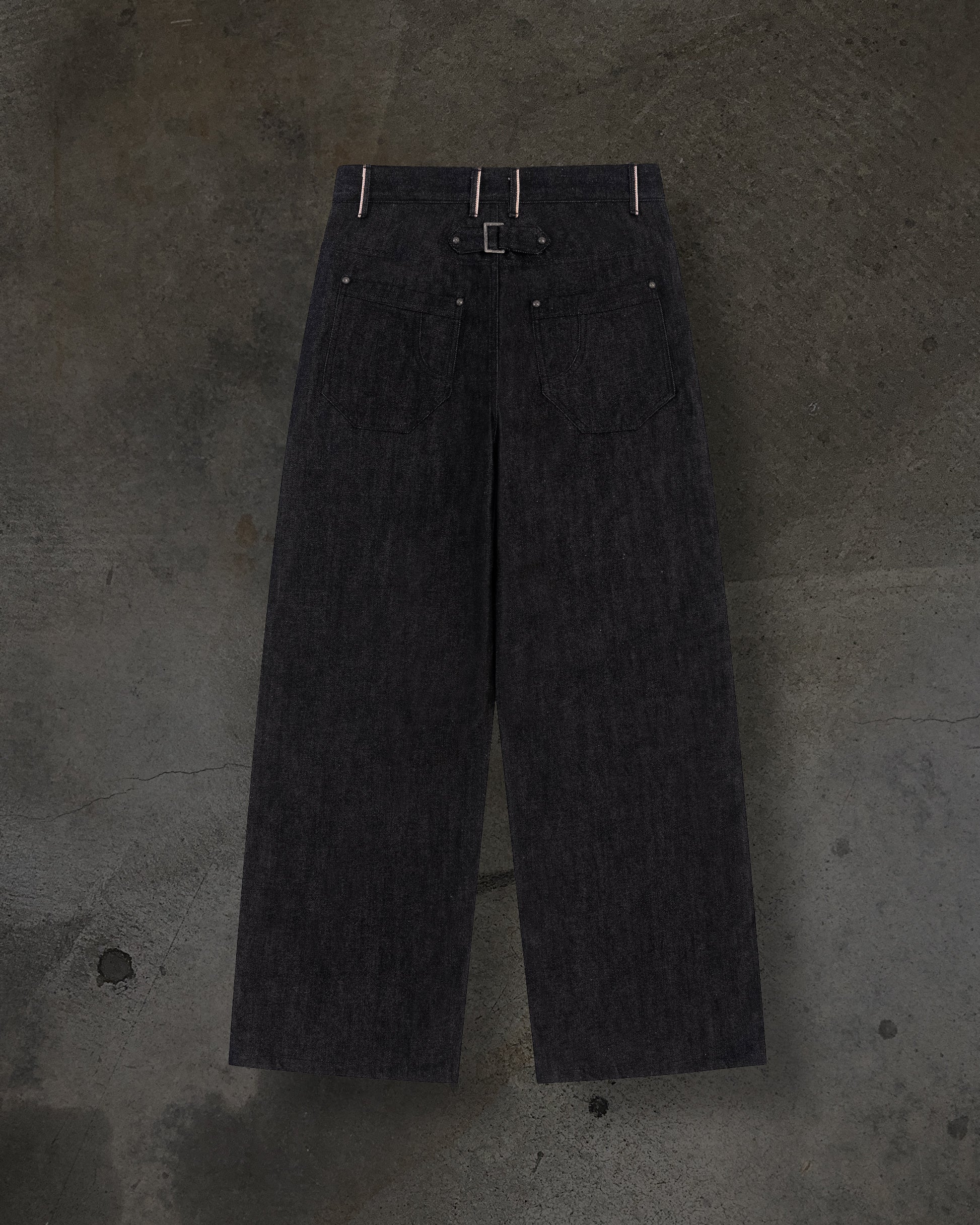 JAPANESE SELVEDGE SLUB DOUBLE KNEES (COAL)-IYAMIUIO