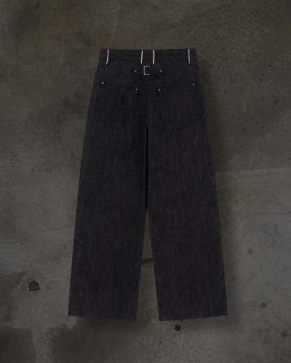JAPANESE SELVEDGE SLUB DOUBLE KNEES (COAL)-IYAMIUIO