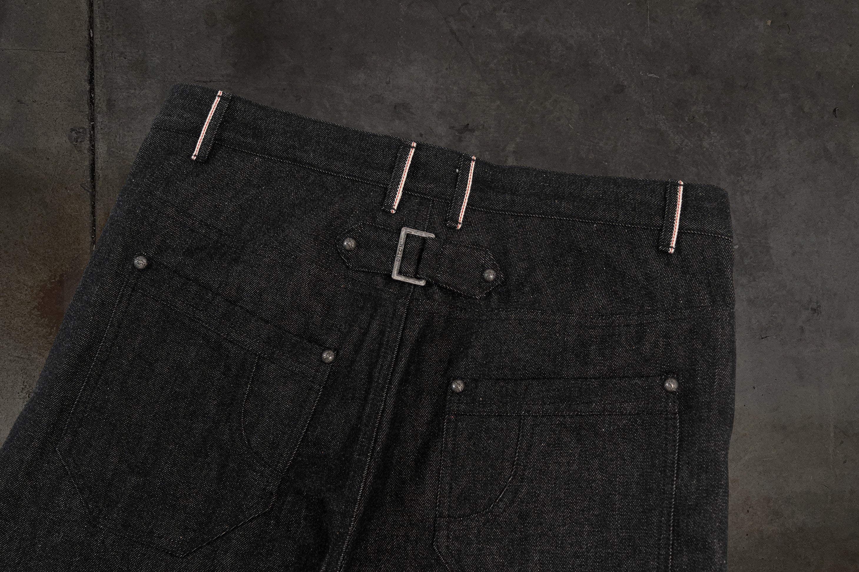 JAPANESE SELVEDGE SLUB DOUBLE KNEES (COAL)-IYAMIUIO