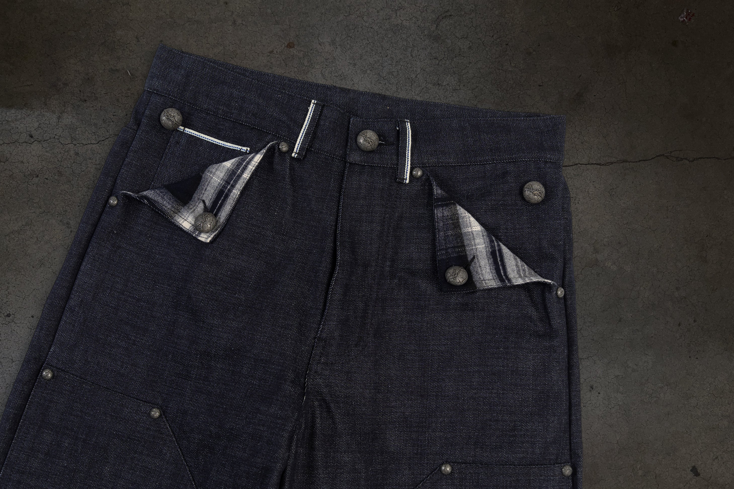 JAPANESE SELVEDGE SLUB DOUBLE KNEES (INDIGO)-IYAMIUIO