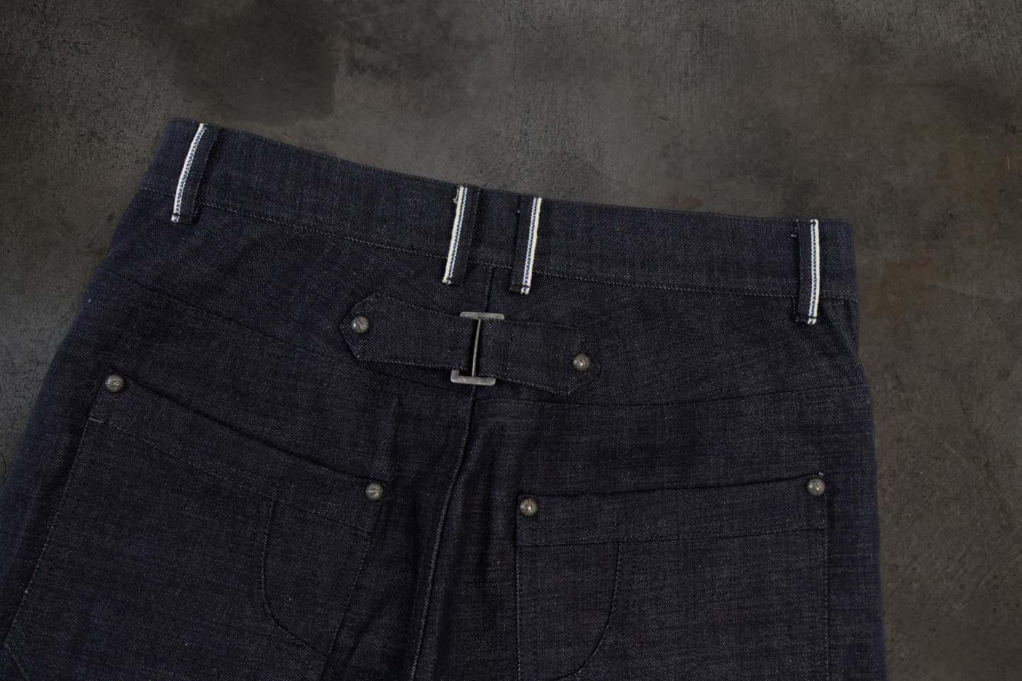 JAPANESE SELVEDGE SLUB DOUBLE KNEES (INDIGO)-IYAMIUIO