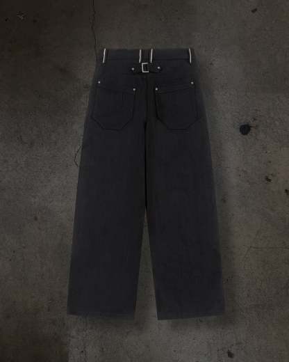 JAPANESE SELVEDGE SLUB DOUBLE KNEES (JET BLACK)-IYAMIUIO
