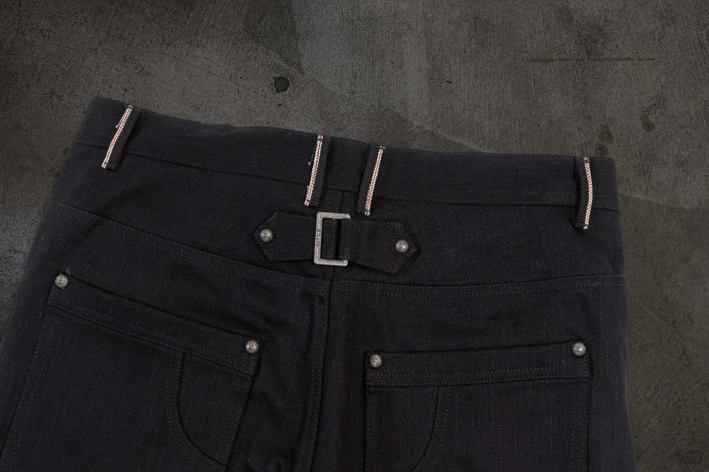JAPANESE SELVEDGE SLUB DOUBLE KNEES (JET BLACK)-IYAMIUIO