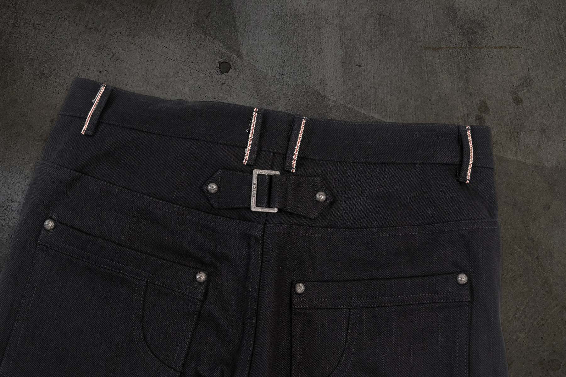 JAPANESE SELVEDGE SLUB DOUBLE KNEES (JET BLACK)-IYAMIUIO