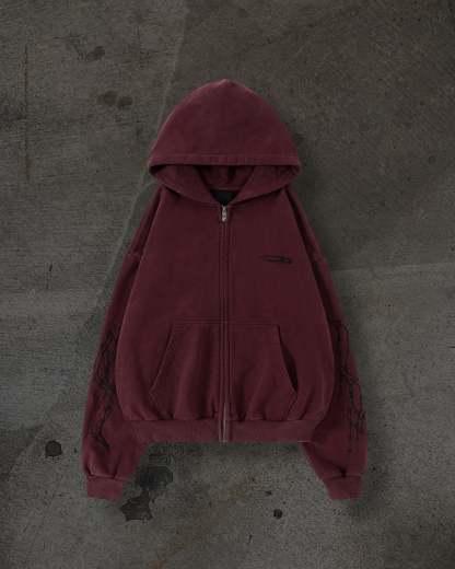 ATHLETIC BARBED ZIPUP (CRIMSON)-IYAMIUIO