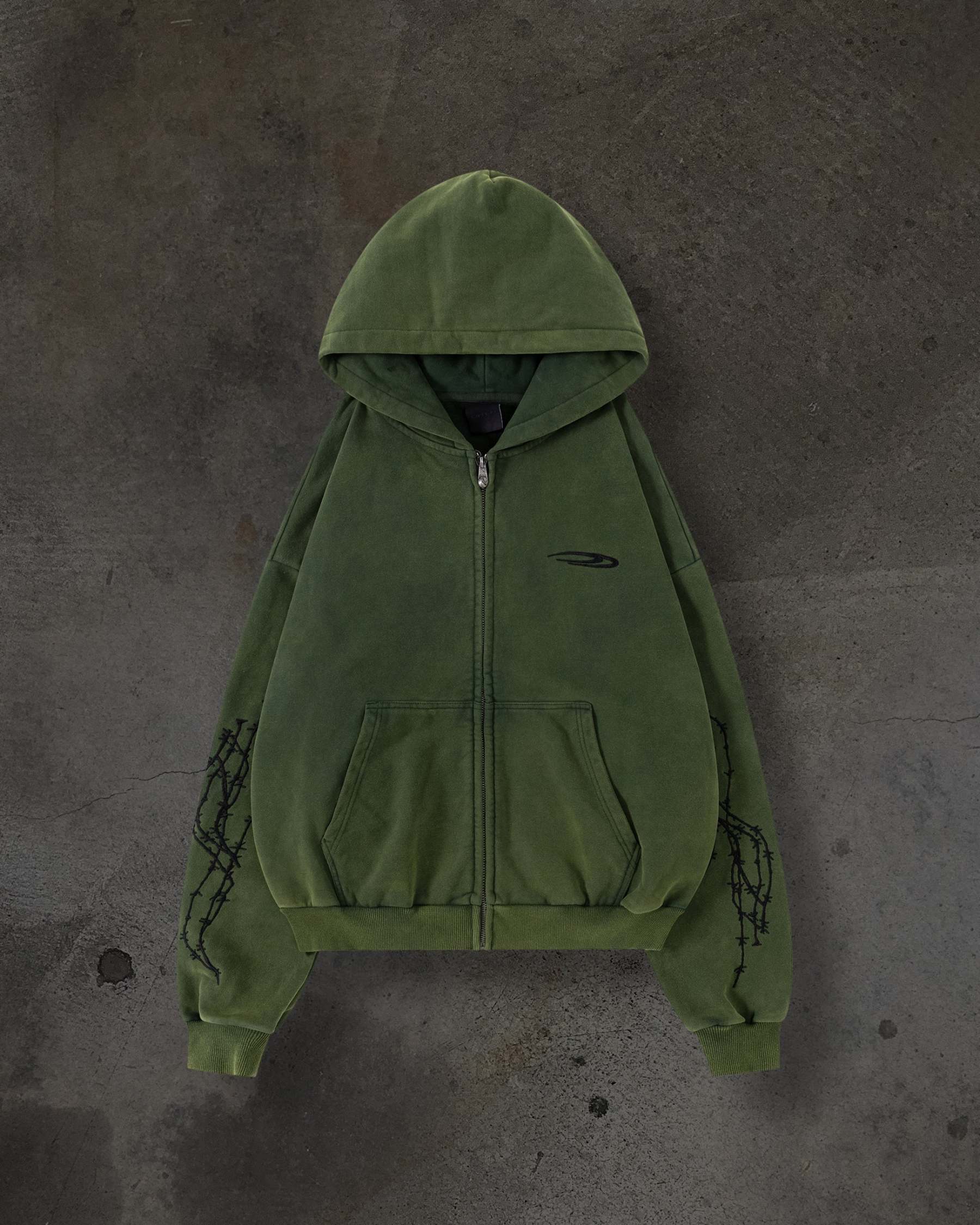 ATHLETIC BARBED ZIPUP (PINE)-IYAMIUIO