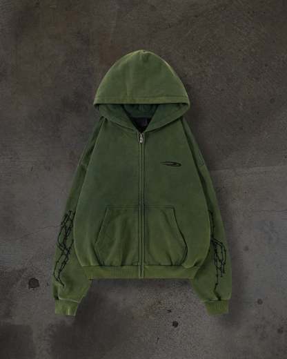 ATHLETIC BARBED ZIPUP (PINE)-IYAMIUIO