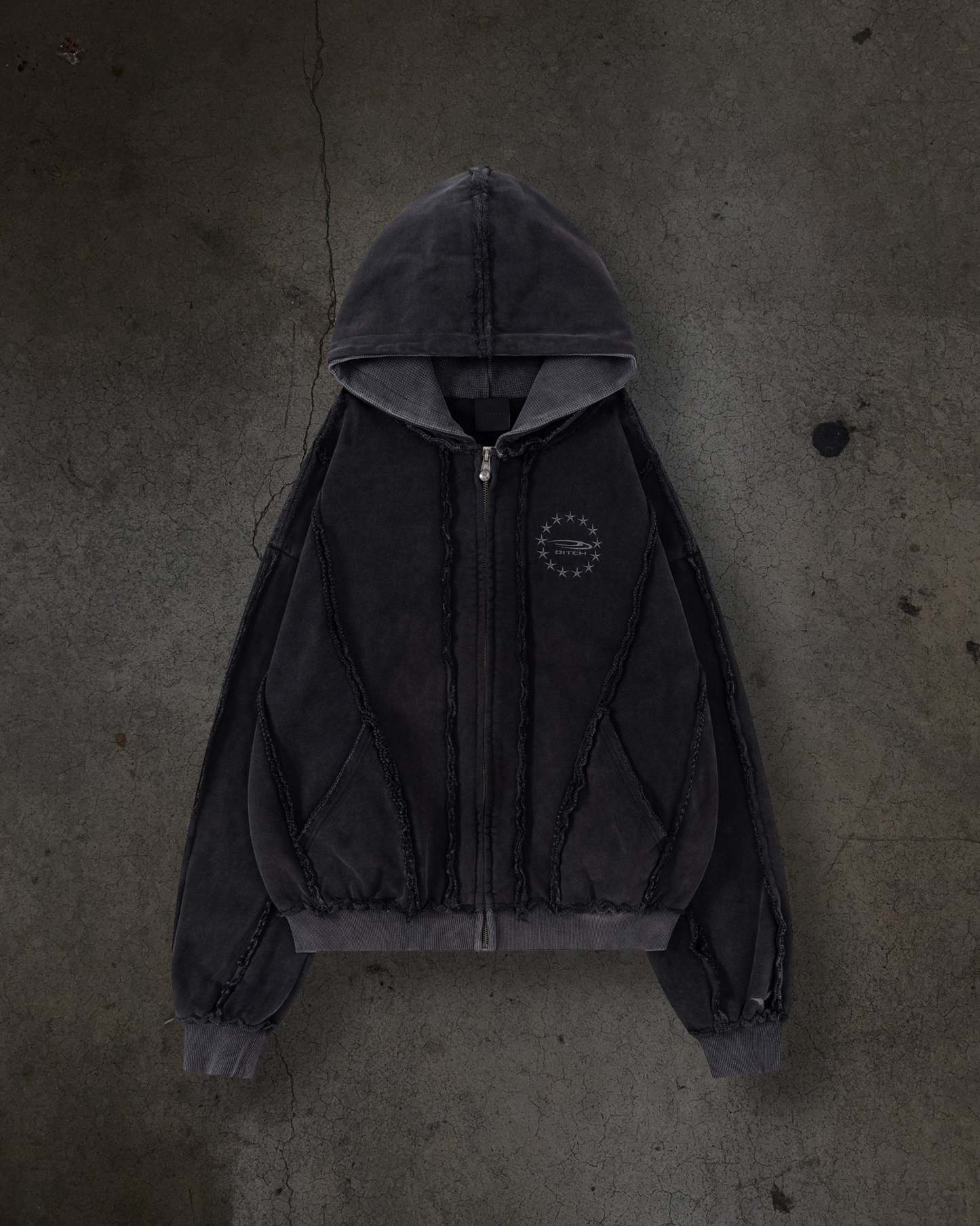 MENDED ZIPUP (COAL)-IYAMIUIO