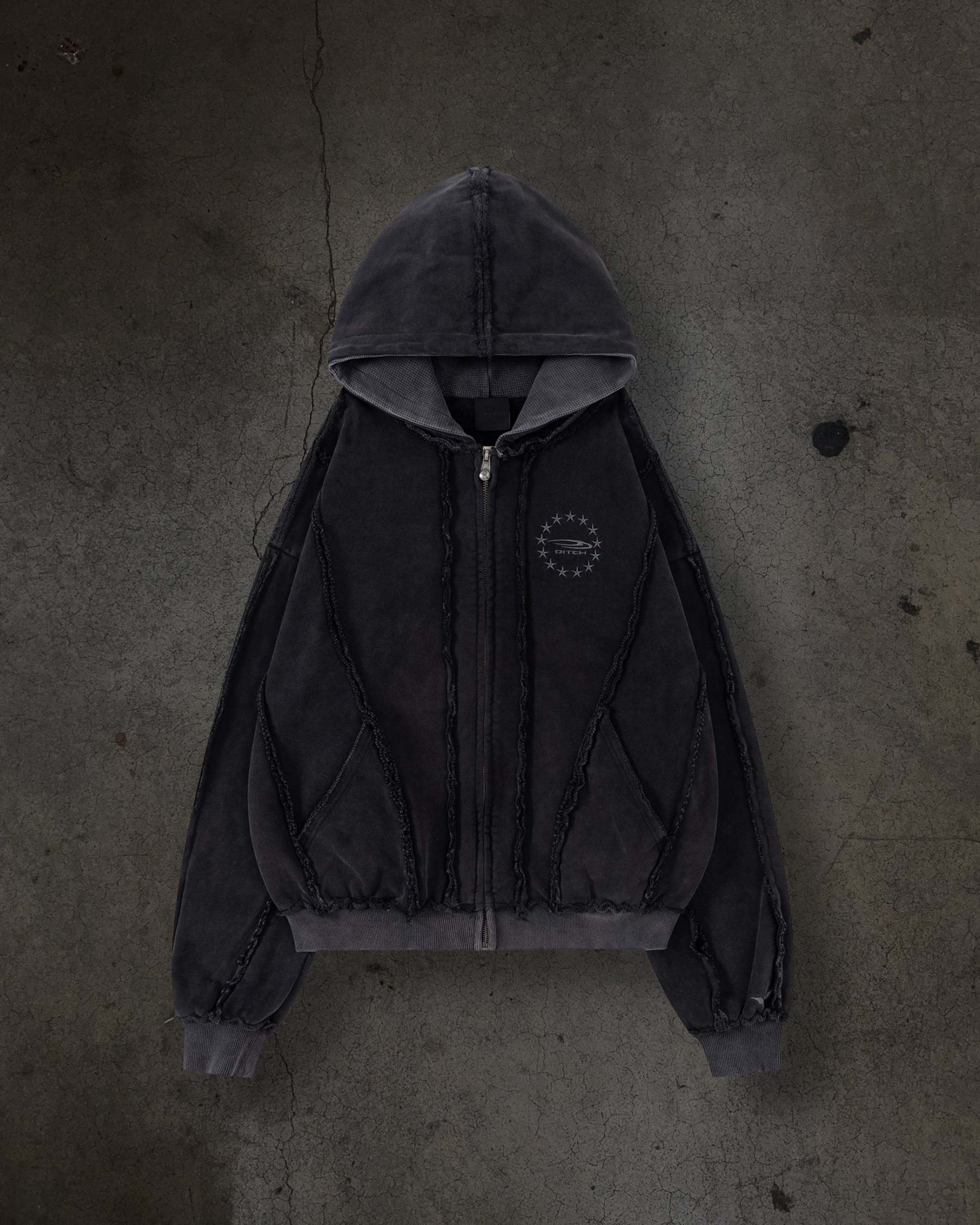 MENDED ZIPUP (COAL)-IYAMIUIO