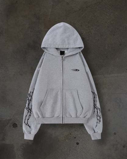 ATHLETIC BARBED ZIPUP (HEATHER)-IYAMIUIO