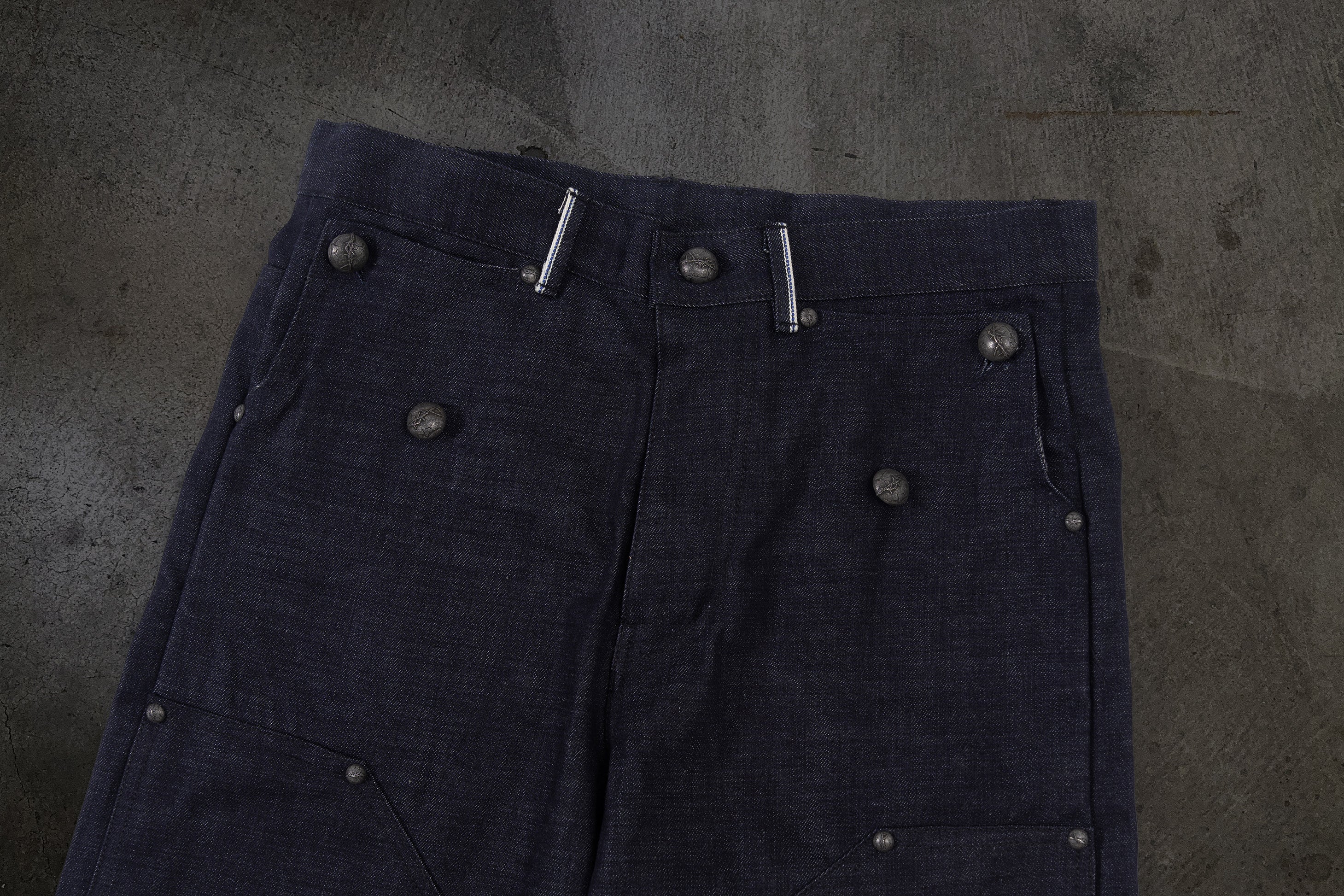 JAPANESE SELVEDGE SLUB DOUBLE KNEES (INDIGO)-IYAMIUIO