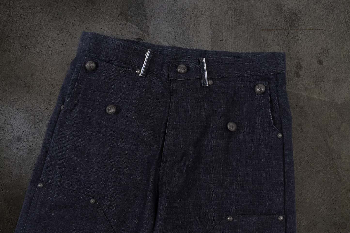 JAPANESE SELVEDGE SLUB DOUBLE KNEES (INDIGO)-IYAMIUIO