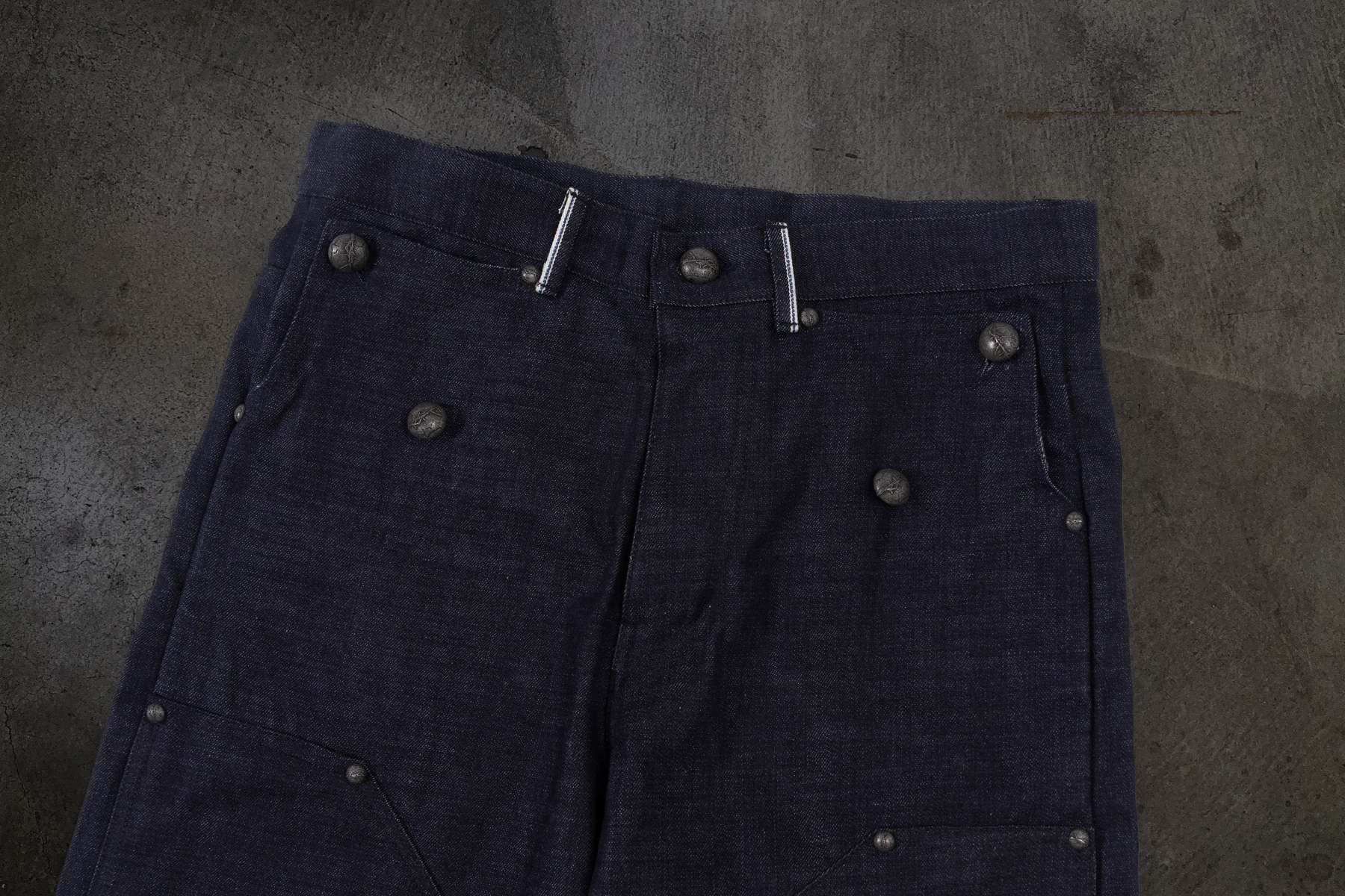 JAPANESE SELVEDGE SLUB DOUBLE KNEES (INDIGO)-IYAMIUIO