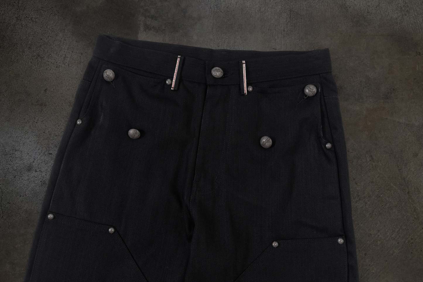 JAPANESE SELVEDGE SLUB DOUBLE KNEES (JET BLACK)-IYAMIUIO