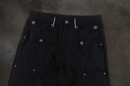 JAPANESE SELVEDGE SLUB DOUBLE KNEES (JET BLACK)-IYAMIUIO