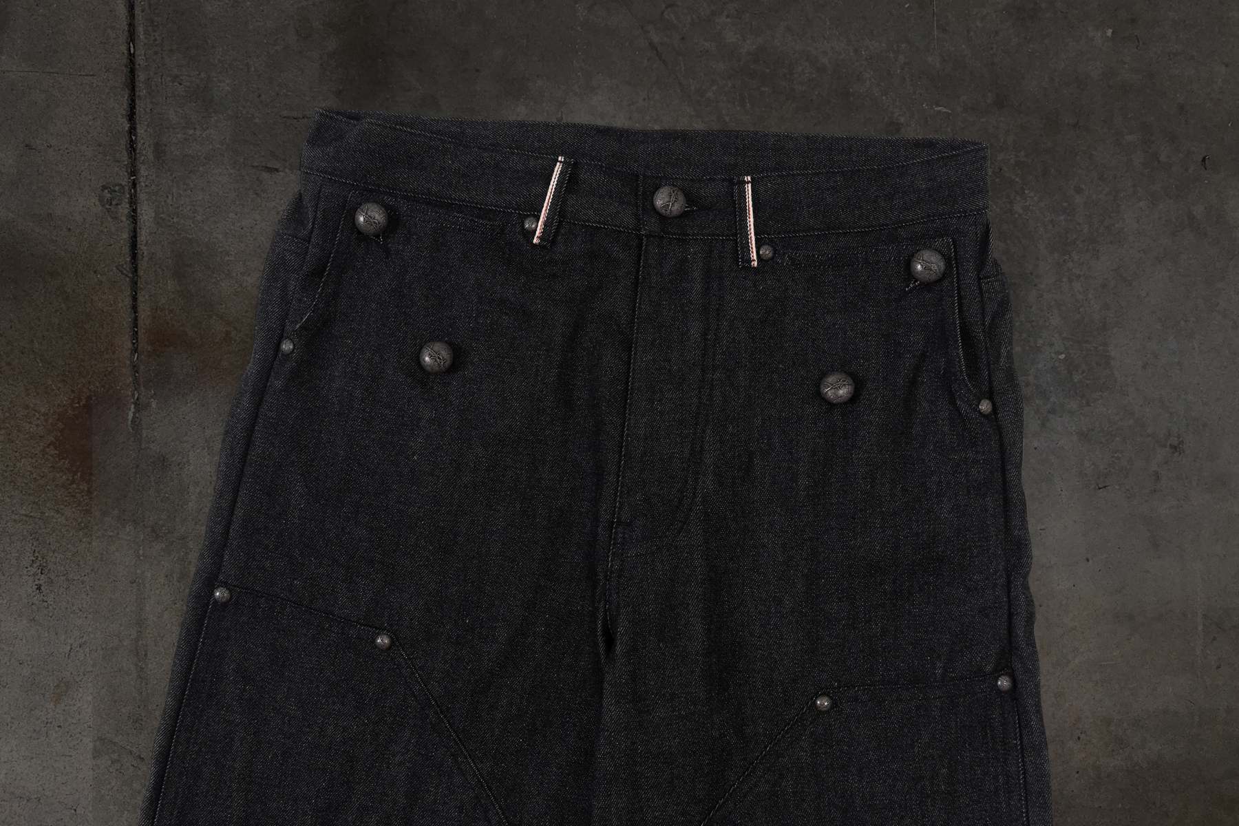 JAPANESE SELVEDGE SLUB DOUBLE KNEES (COAL)-IYAMIUIO