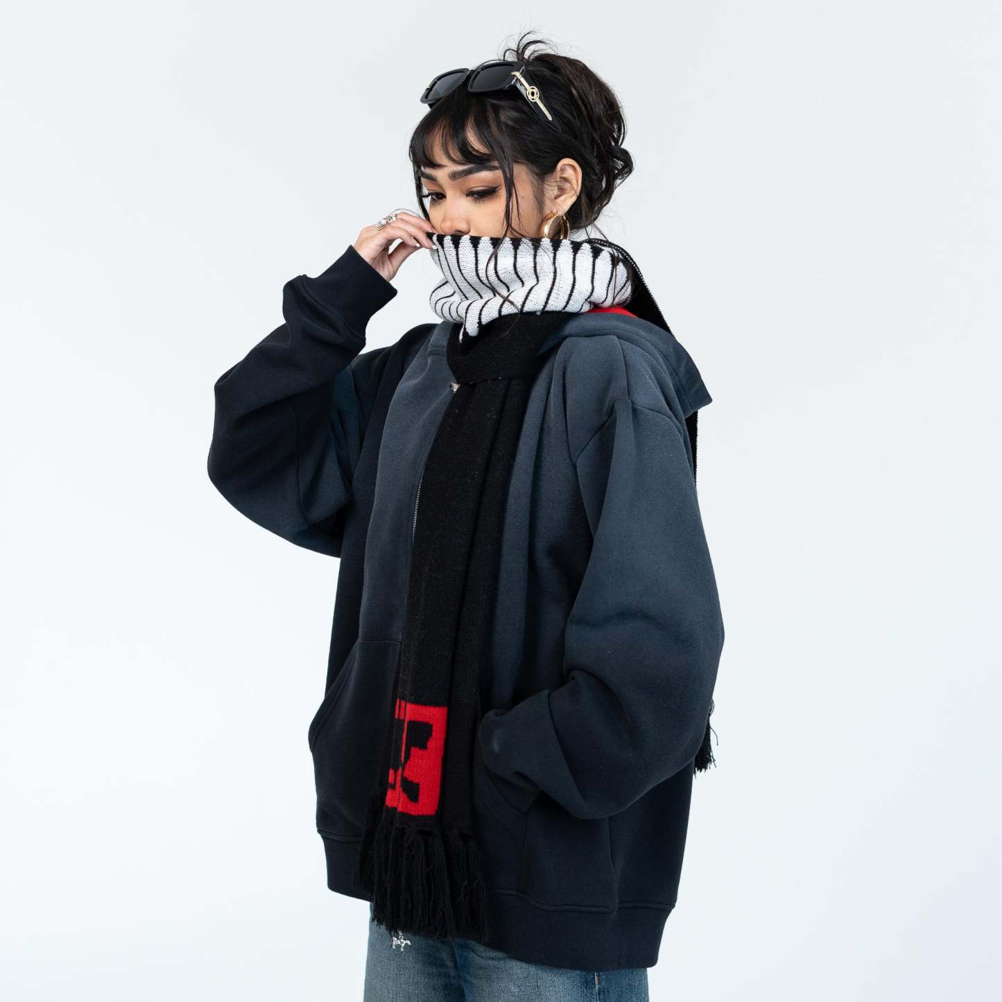 Occult Zip Hoodie (Free scarf)-IYAMIUIO