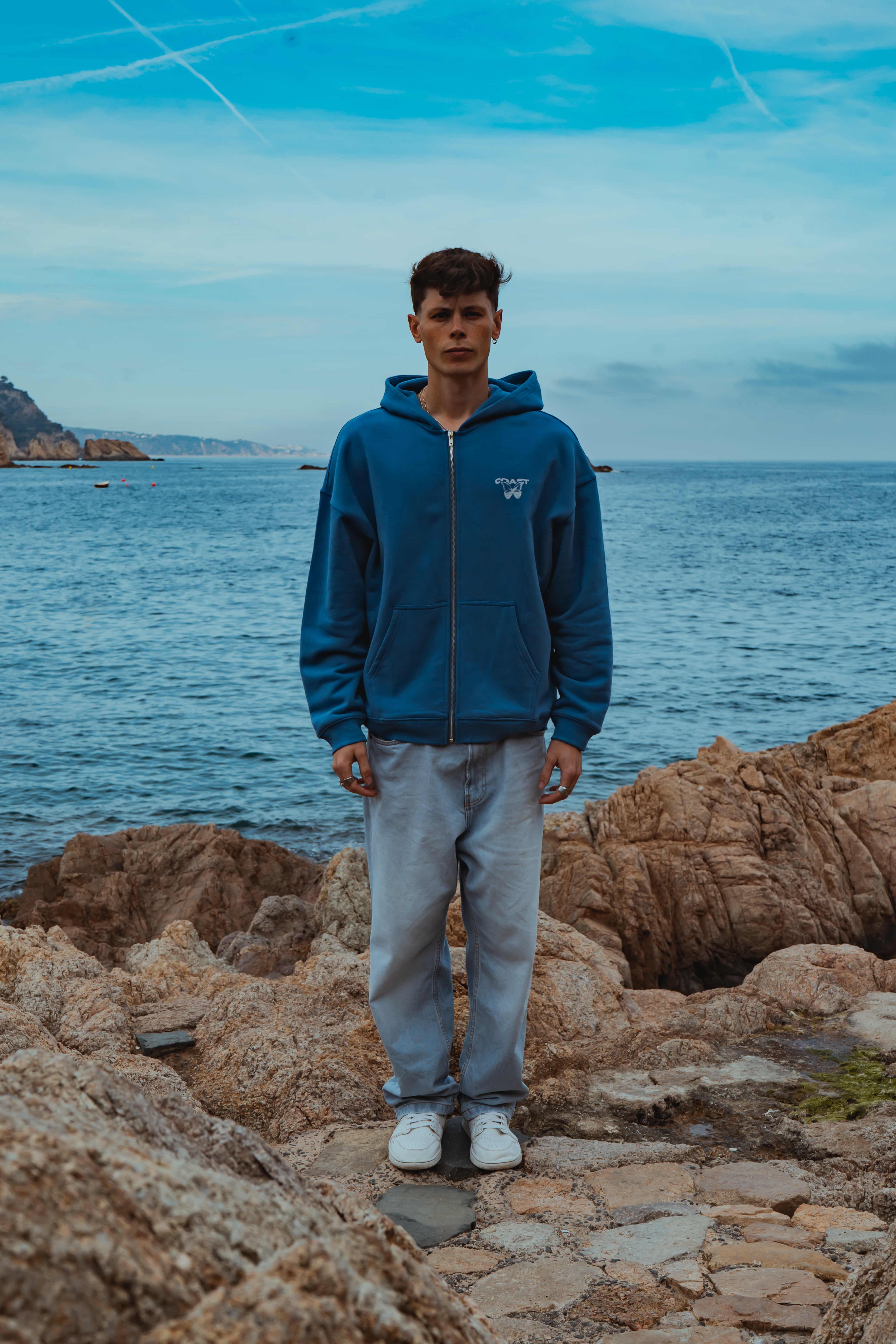 Blue Half Tone Zipper-IYAMIUIO