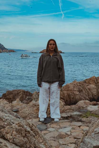 Gray Half Tone Zipper-IYAMIUIO