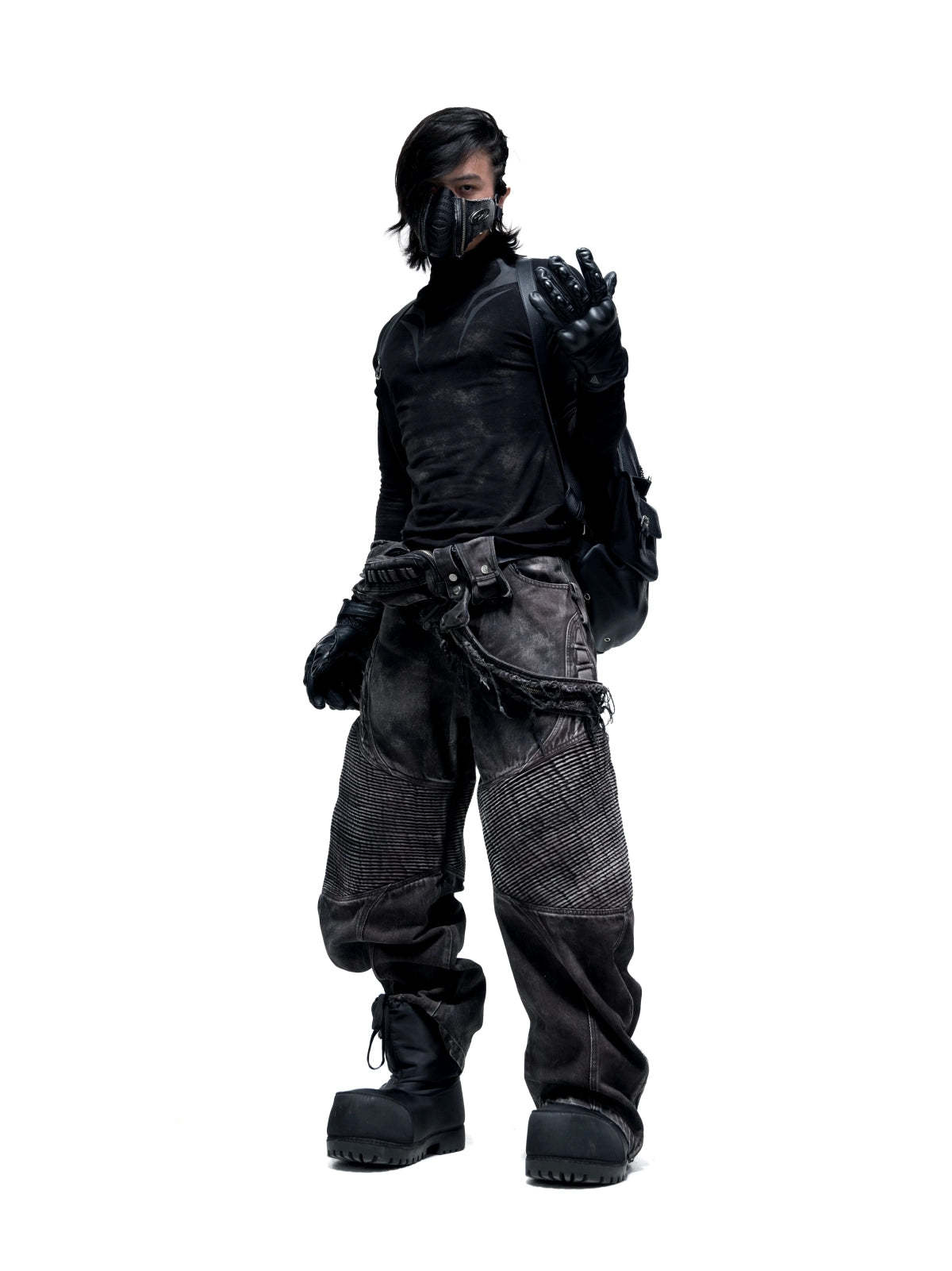 Personsoul Dark Spine Pattern Slim Fit Shirt-IYAMIUIO