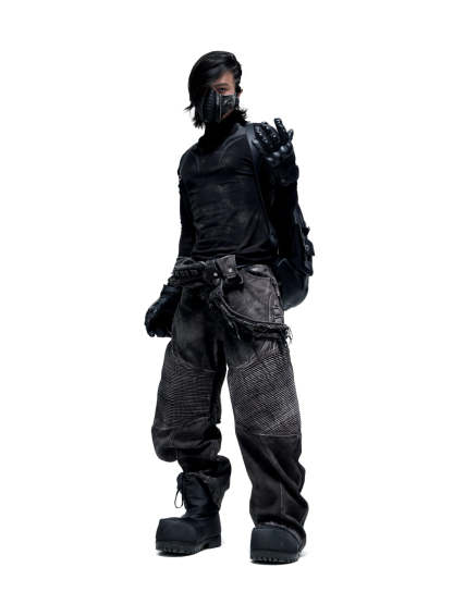 Personsoul Dark Spine Pattern Slim Fit Shirt-IYAMIUIO