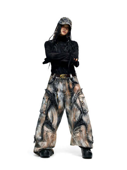 Personsoul Dark Spine Pattern Slim Fit Shirt-IYAMIUIO