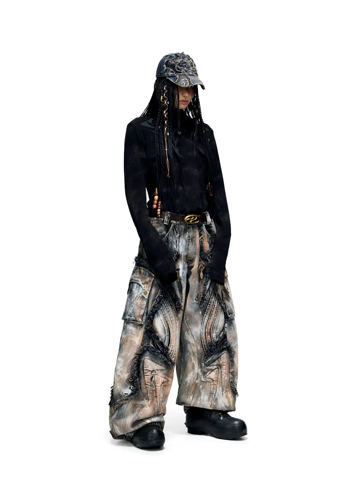 Personsoul Dark Spine Pattern Slim Fit Shirt-IYAMIUIO