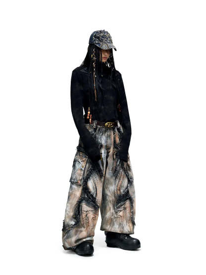 Personsoul Dark Spine Pattern Slim Fit Shirt-IYAMIUIO