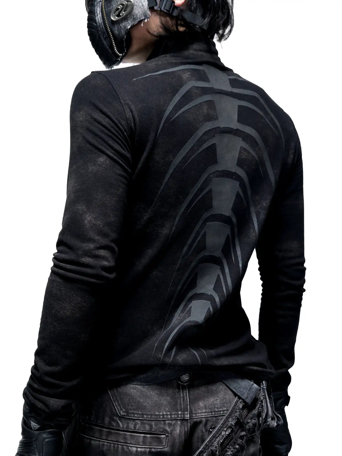 Personsoul Dark Spine Pattern Slim Fit Shirt-IYAMIUIO