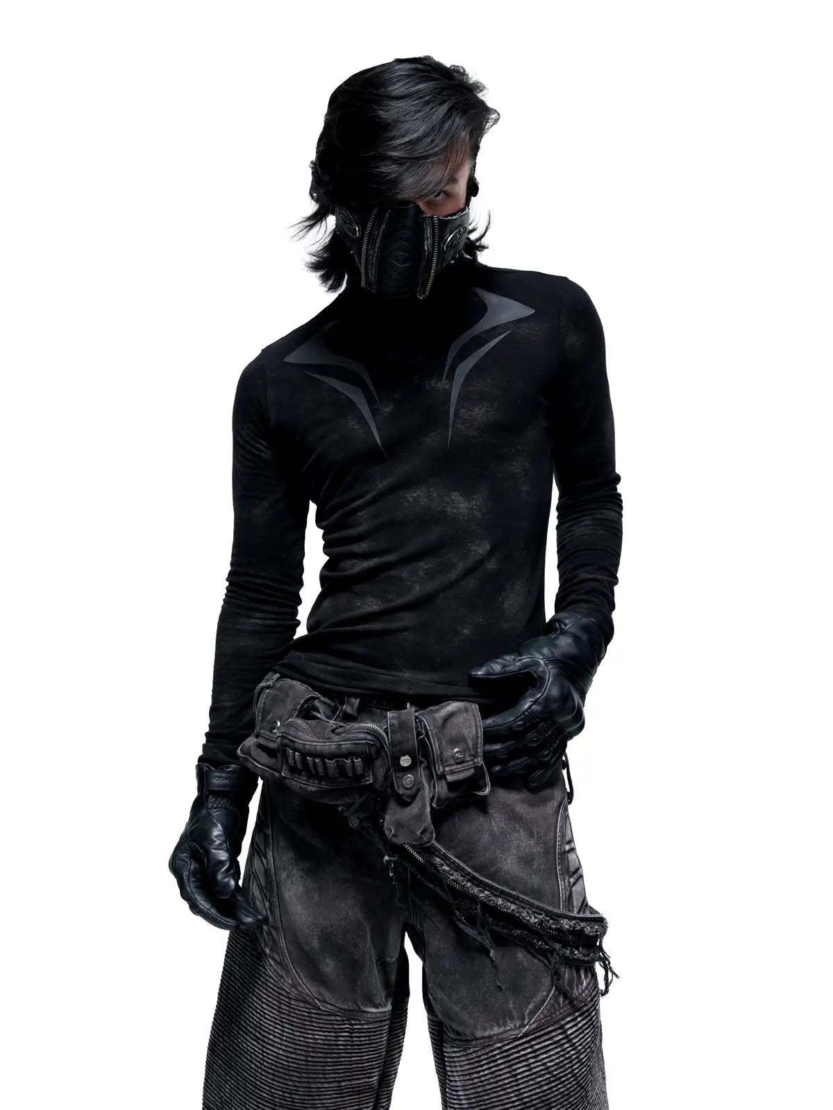 Personsoul Dark Spine Pattern Slim Fit Shirt-IYAMIUIO