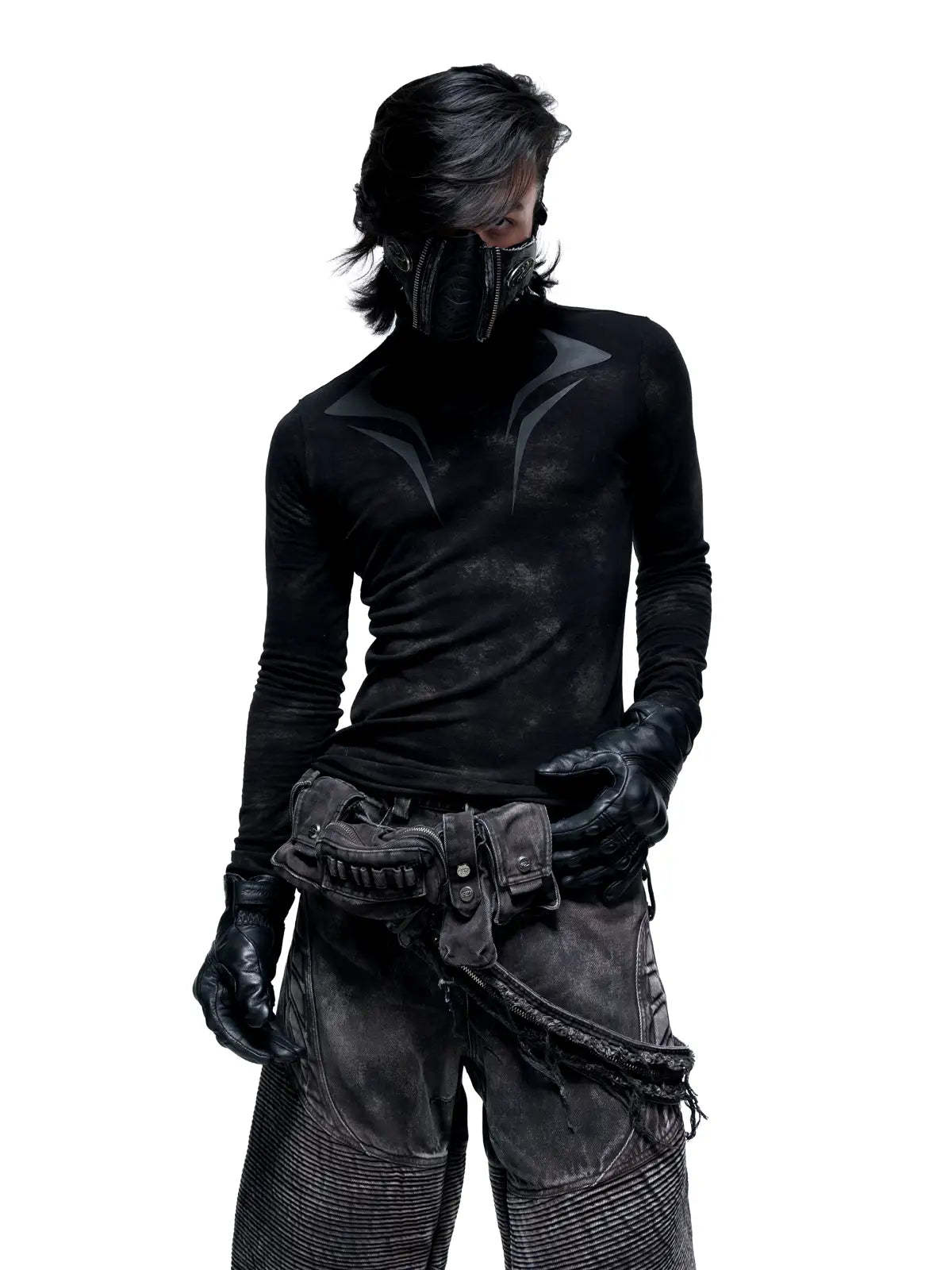 Personsoul Dark Spine Pattern Slim Fit Shirt-IYAMIUIO