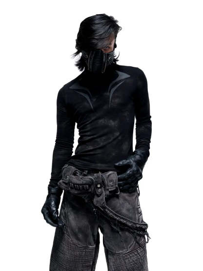 Personsoul Dark Spine Pattern Slim Fit Shirt-IYAMIUIO