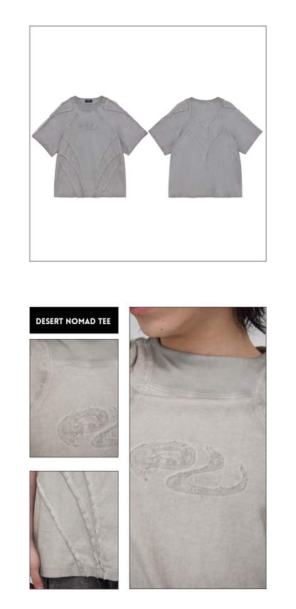 Personsoul Desert Distressed Grey T-shirt-IYAMIUIO