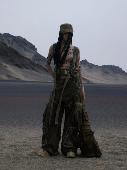 Personsoul Detachable Tactical Distressed Cargo Pants-IYAMIUIO